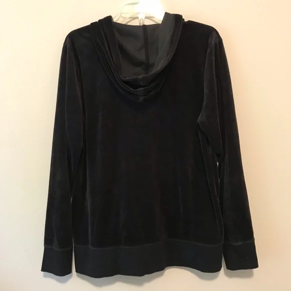Gap Body Velour Black Zip up Sweater with Hood - Picture 5 of 7